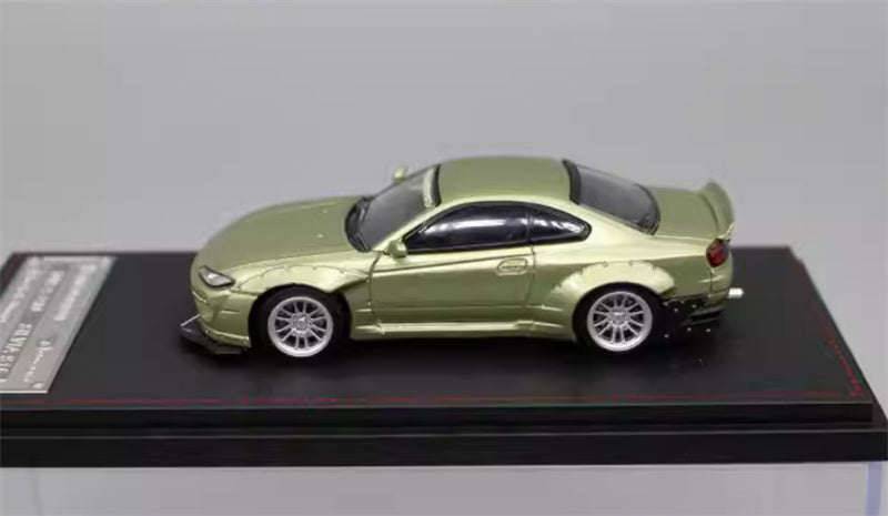SW Nissan Slivia S15 Rocket Bunny Emerald Green Limited Edition 299PCS ONLY 1:64 car Pre-built Model view3