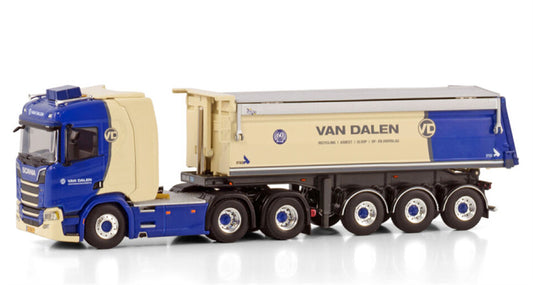 WSI SCANIA R NORMAL CR20N 6X4 TIPPER TRAILER - 3 AXLE Van Dalen Sloop en Asbest BV 1:50 Truck Pre-built Model