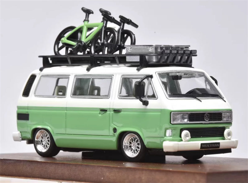 Mortal Model Volkswagen T3 Van BBS Low lying version White green double spelling With accessories 1:64 Car Pre-built Airliner Model Display view5