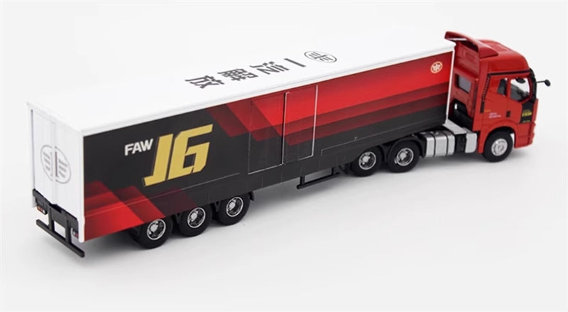 FAW Jiefang J6 container truck Flame Red 1:64 Truck Pre-built Model