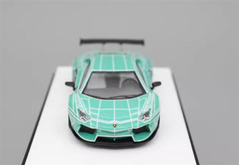 KING MODEL Lamborghini LP700 AVENTADOR Burst Pattern Luminous Edition Electroplated Green 1:64 Car Pre-built Model view7