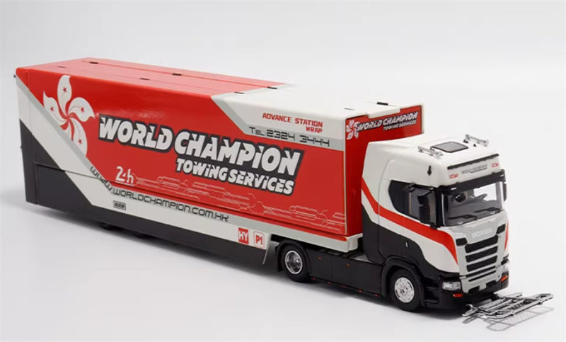 Max well Scania #S730 double-decker transport vehicle Red White Wei Chuan Painting 1:64 Truck Pre-built Airliner Model Display view5