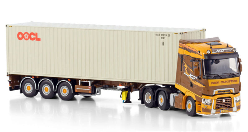 WSI RENAULT T HIGH 6X2 CONTAINER TRAILER - 3 AXLE + 40 FT CONTAINER Niek Dijkstra OOCL 1:50 Truck Pre-built Model