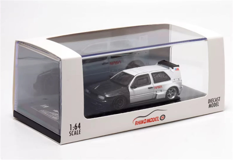 RHINO MODEL VW Golf Mk3 Concept Widebody Moon Rover white & Black 1:64 car Pre-built Model view7