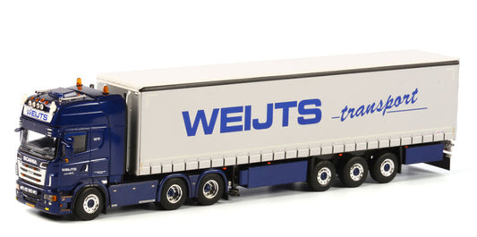 WSI SCANIA R6 TOPLINE 6X2 CURTAINSIDE TRAILER Rick Weijts transport 1:50 Truck Pre-built Model