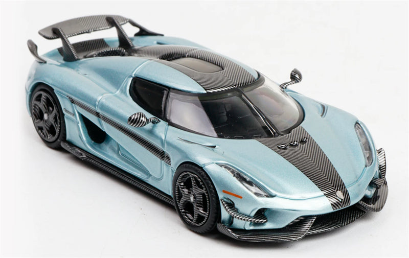 1:64 Koenigsegg Regera Carbon Fiber Glacier Blue SC ART DIECAST Civil Car Model