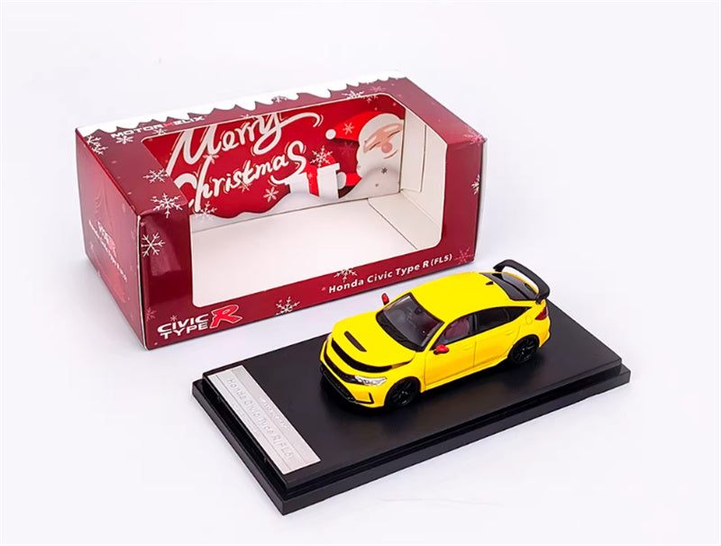 MOTORHELIX Honda Civic Type R FL5 Yellow Christmas Livery 1:64 car Pre-built Model view1