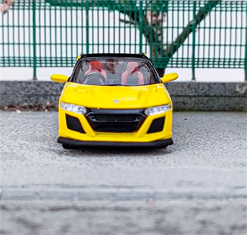 Mortal Honda S660 Mugen Convertible Wide body modified version Small tail yellow - with top cover Limited Edition 499PCS ONLY 1:64 Car Pre-built Model view12