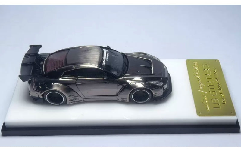 1:64 Nissan GTR R35 LB   mymodelcollect Black wheel electroplated black brushed Limited Edition 999PCS ONLY DIECAST Model
