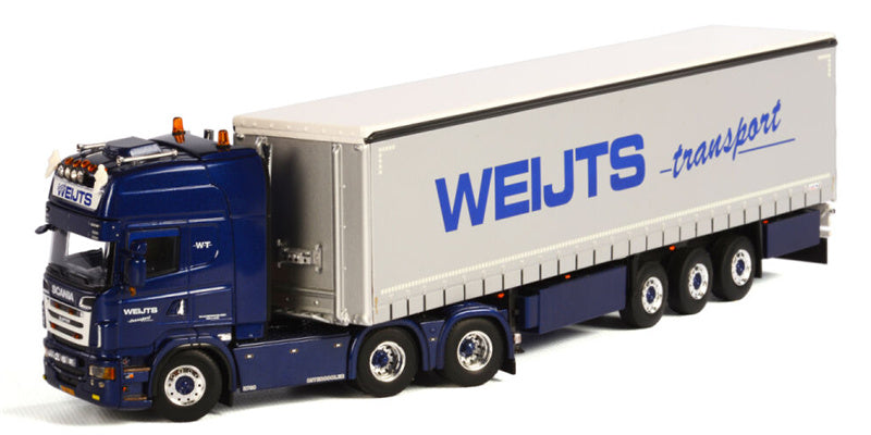 WSI SCANIA R6 TOPLINE 6X2 CURTAINSIDE TRAILER Rick Weijts transport 1:50 Truck Pre-built Model