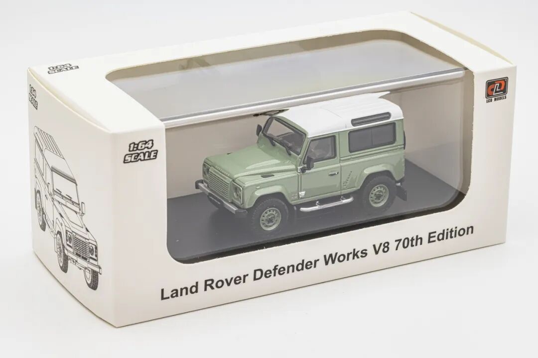 1:64 LCD Land Rover Defender Works V8 70th Edition Green Diecast Model