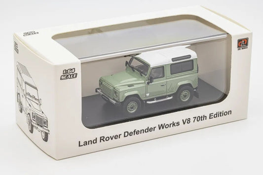 1:64 LCD Land Rover Defender Works V8 70th Edition Green Diecast Model