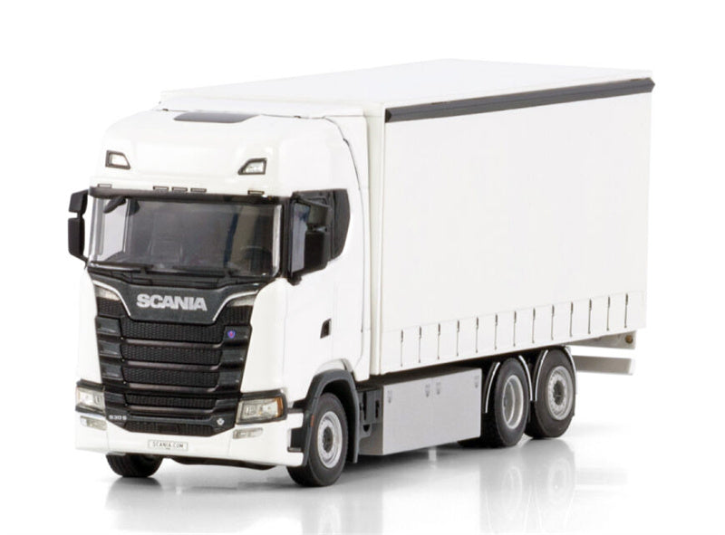 WSI SCANIA S HIGHLINE CS20H RIGED CURTAINSIDE TRUCK 6X2 TAG AXLE White Line 1:50 Truck Pre-built Model