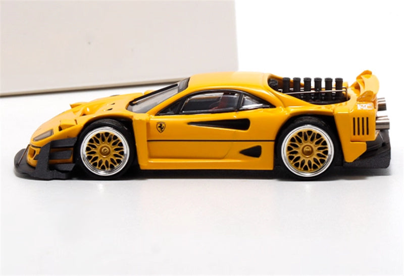 Autobots Models Ferrari F40 Yasid sports car Explosive redesign Yellow - Gold Wheel 1:64 Car Pre-built Model view3