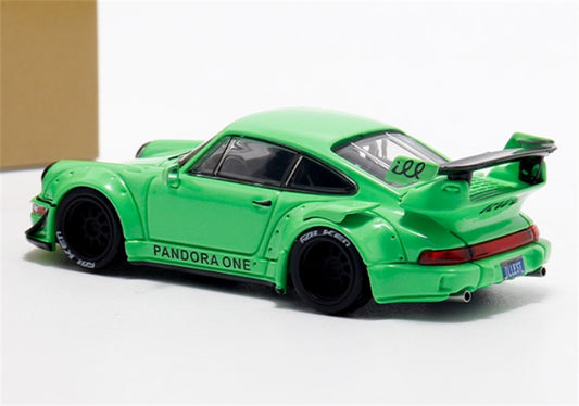 Star Model Porsche RWB 964 GT Tail Wing Edition Limited Edition Neon Green w/ Figure w/ Accessories Pack 1:64 Car Pre-built Model view2