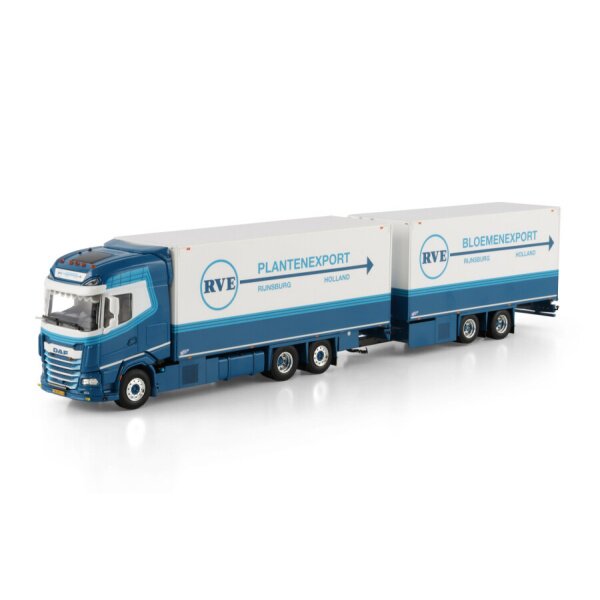 1:50 DAF RVE PLANTENEXPORT 6X2 REEFER DRAWBAR CENTRE-AXLED TRAILER 2 AXLE WSI Diecast Model