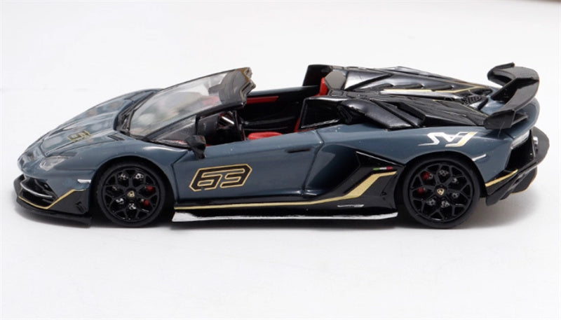 Rhino Model Lamborghini Aventador SVJ 63 Roadster Grey convertible 1:64 Car Pre-built Model view3
