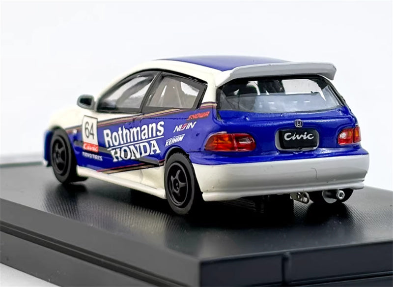 SW Honda Civic EG6 Blue White Rothmans Limited Edition 499PCS ONLY 1:64 Car Pre-built Model view5