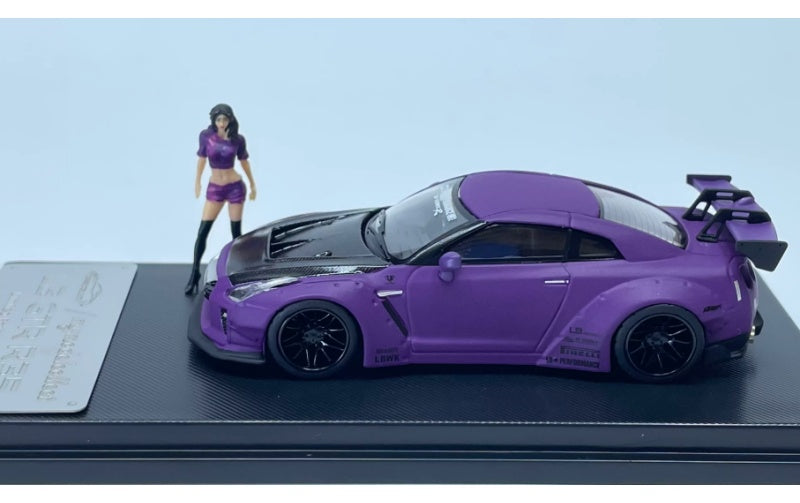 1:64 Nissan GTR R35 LB   mymodelcollect Matte purple carbon cover w/ Figure Limited Edition 999PCS ONLY DIECAST Model