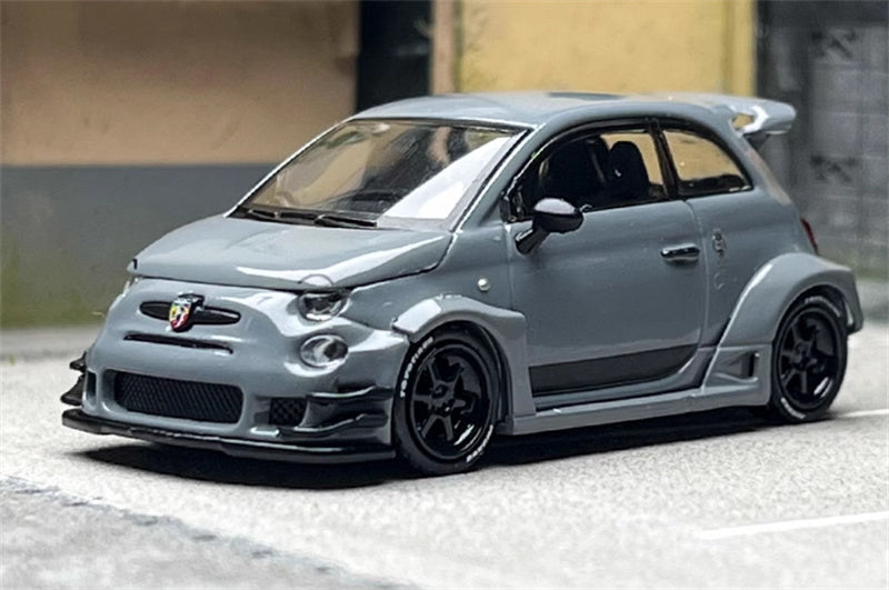 MINIGT Fiat Abarth 595 LB-WORKS x Abas Works Grey 1:64 Car Pre-built Model view1
