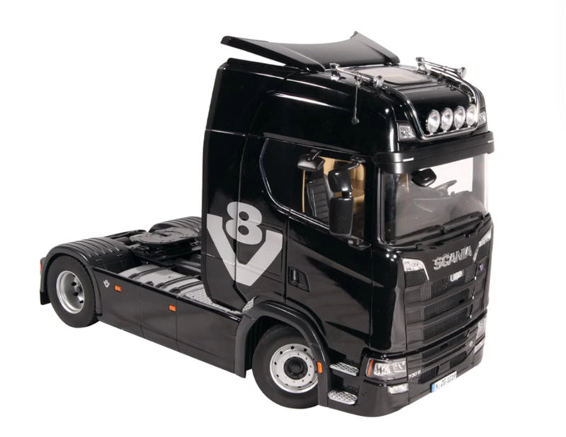 NZG SCANIA 730S Black V8 transport vehicle + double-layer trailer KIT 1:18 DIECAST Truck Lorry
