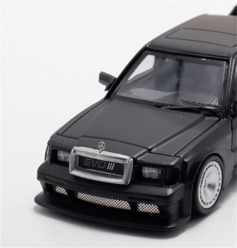 1:64 Mercedes Benz 190E EVO III W201 Matte Black BSC DIECAST Model