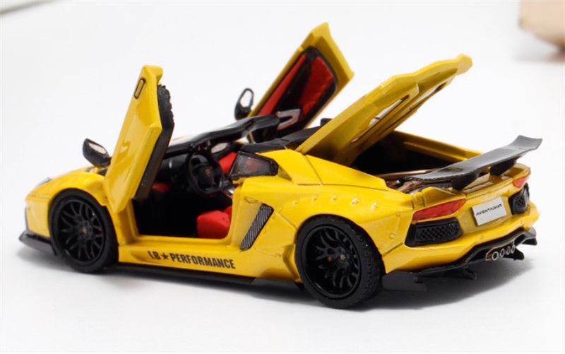 Rhino Model Lamborghini AVENTADOR LP700-4 LBWK Supercar Limited Edition 666PCS ONLY Yellow 1:64 Car Pre-built Model view4