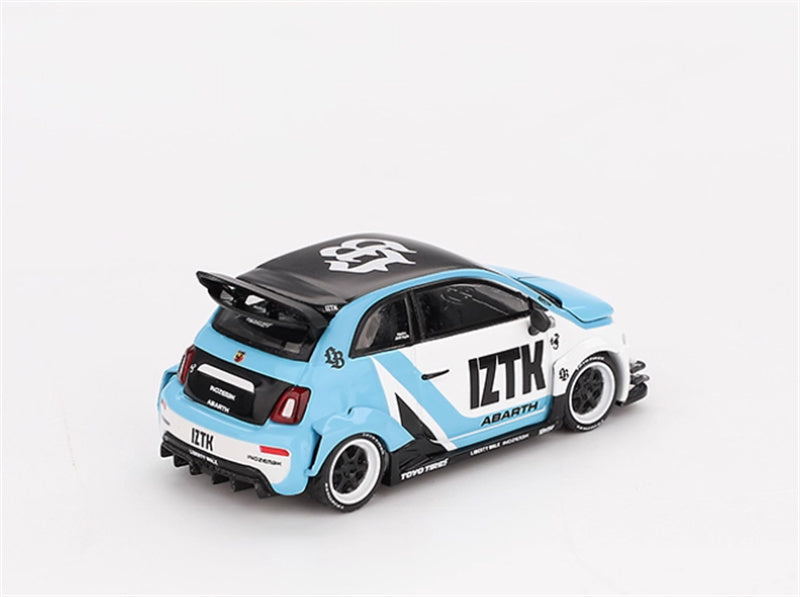 MINIGT LB-WORKS x Abas Works Abarth 595 IZTK blue-white color box packaging 1:64 Car Pre-built Model view4