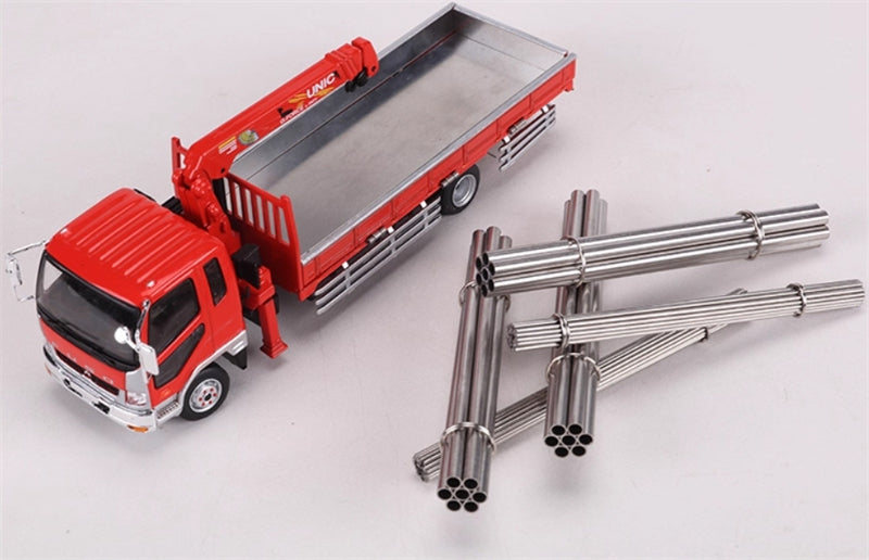 GCD Mitsubishi Fuso Boom Crane Truck Red w/ Coarse & Fine Metal Tubes RHD Limited Edition 888PCS only 1:64 Truck Pre-built Model view7