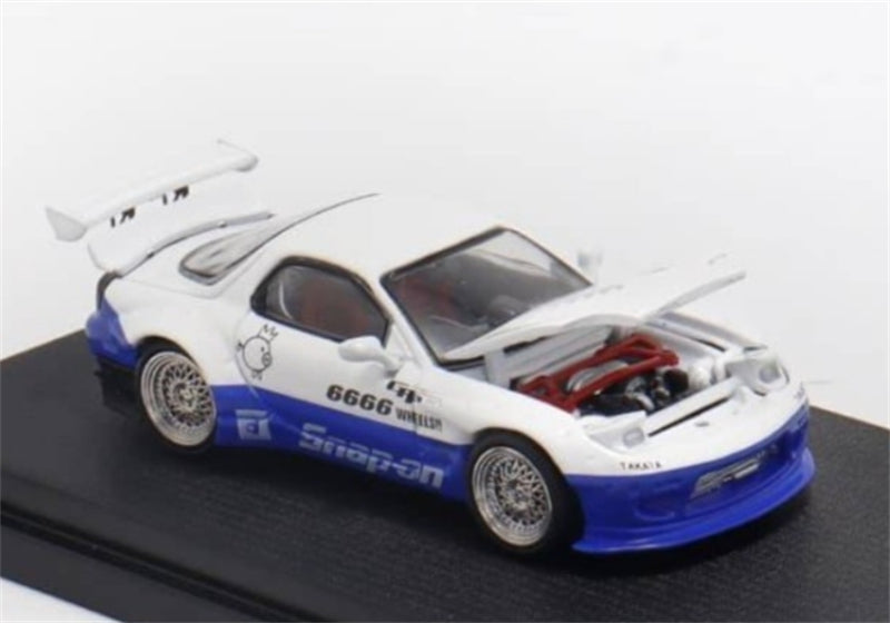 1:64 Mazda RX-7 Rocket Bunny White and Blue Master DIECAST Limited Edition 799pcs ONLY Model