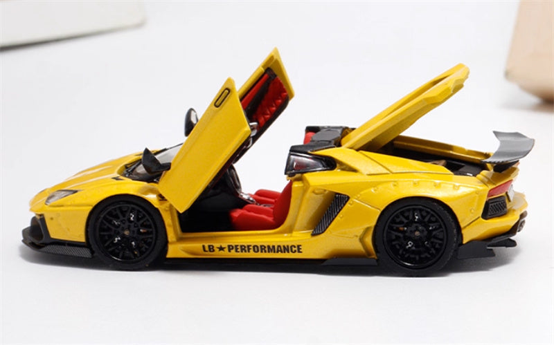 Rhino Model Lamborghini AVENTADOR LP700-4 LBWK Supercar Limited Edition 666PCS ONLY Yellow 1:64 Car Pre-built Model view3