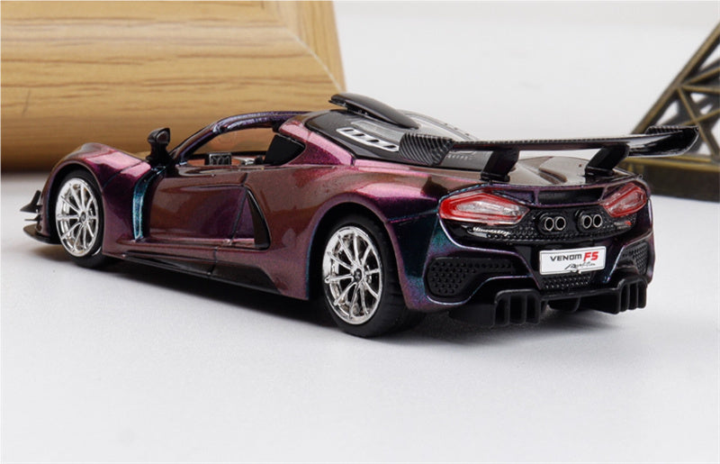 Rhino Model Hennessey Venom F5 Limited Edition 499PCS ONLY color-changing purple w/ Figure 23# 1:64 Car Pre-built Model view2