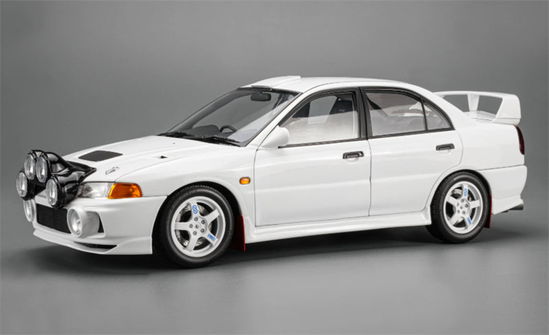 1:18 Mitsubishi Lancer Evolution IV GSR  WHITE / BONNET RALLY LAMP POD MOTORHELIX Limited Edition 499PCS ONLY DIECAST Model