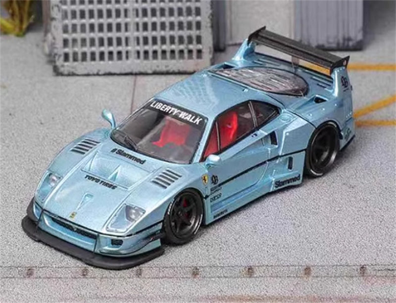 Star Model Ferrari F40 LB wide body Open back cover version Ice Blue - Exquisite Crystal Base 1:64 Car Pre-built Model view1