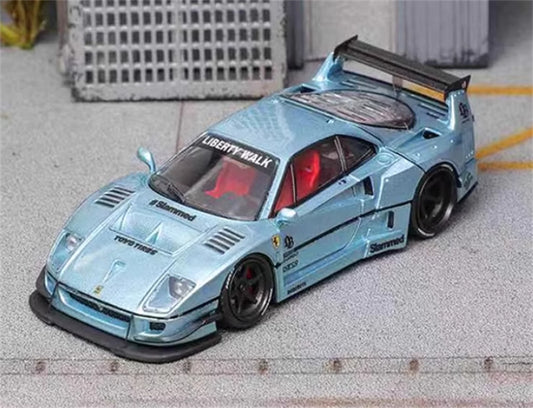 Star Model Ferrari F40 LB wide body Open back cover version Ice Blue - Exquisite Crystal Base 1:64 Car Pre-built Model view1