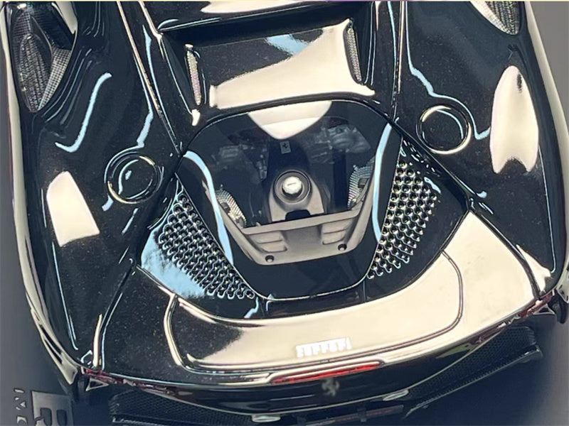 BBR MODELS Ferrari SF90 Stradale New Black Daytona Black wheel yellow calipers Leather base Limited Edition 30PCS ONLY 1:18 Car Pre-built Model view6