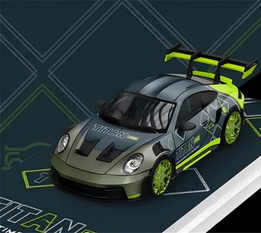 TimeMicro Porsche 992 GT3 RS TITAN Cargo Livery Green Silver Regular Version Limited Edition 999PCS ONLY 1:64 car Pre-built Model view2