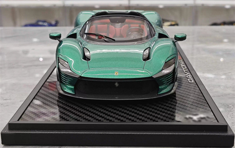 BBR MODELS Ferrari SP3 Daytona convertible Sapphire Green Gold Wheel Black Card Carbon fiber base Limited Edition 10PCS ONLY 1:18 Car Pre-built Model view7