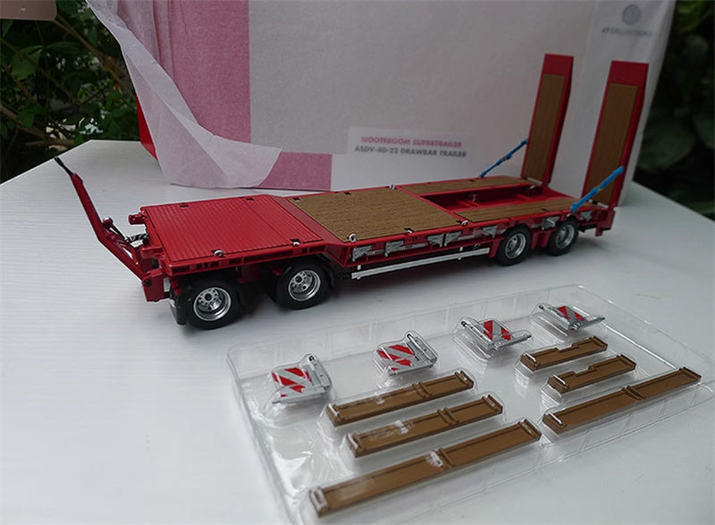AT COLLECTIONS NOOTEBOOM SUPERTRAILER ASDV-40-22 DRAWBAR TRAILER Red 1:32 Truck Pre-built Model