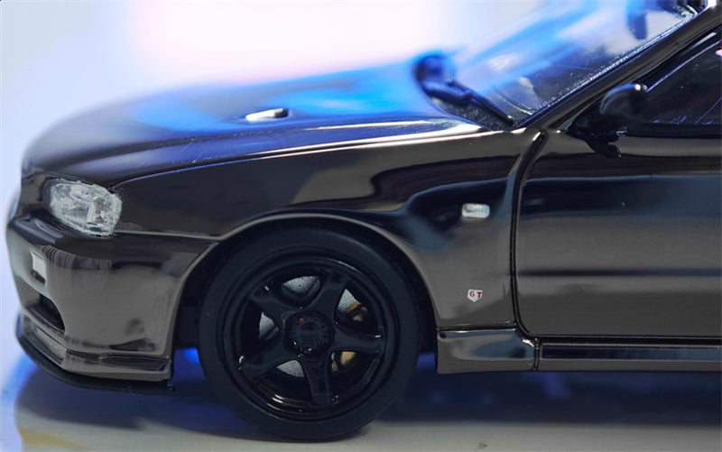 SW Nissan Skyline GTR BNR34 V-SPEC-II gray Limited Edition 299PCS ONLY 1:64 Car Pre-built Model view5