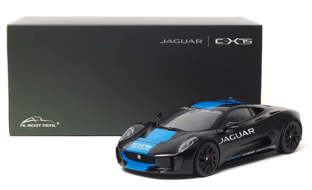 Almost Real Jaguar C-X75 2015 black blue decal Hybrid Prototype 1:18 Car Pre-built Model view3