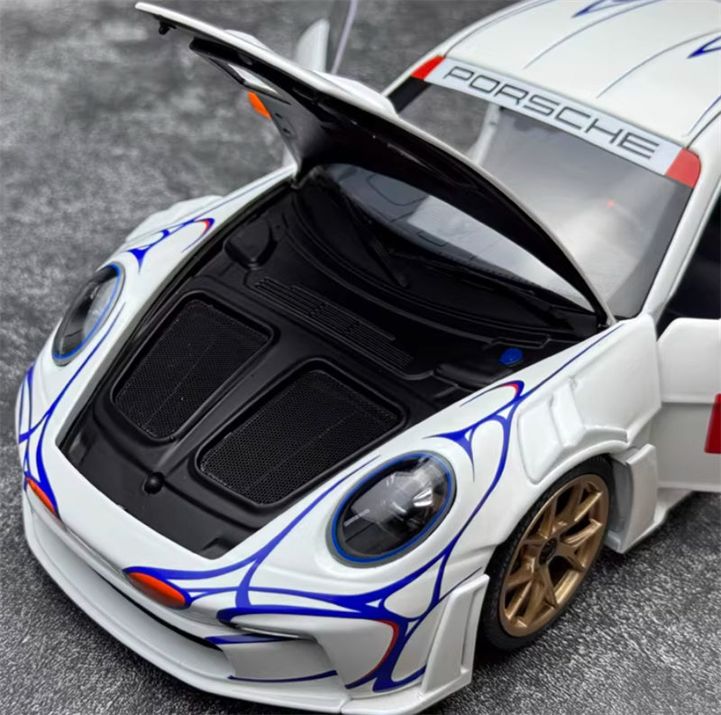1:18 PORSCHE 911 (992) GT3 RS 2023 White Orange Decor  MINICHAMPS  DIECAST Car Model