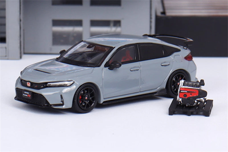 Hobby JAPAN Honda CIVIC TYPE R (FL5) with Engine Gray Pearl 1:64 Car Pre-built Model view7