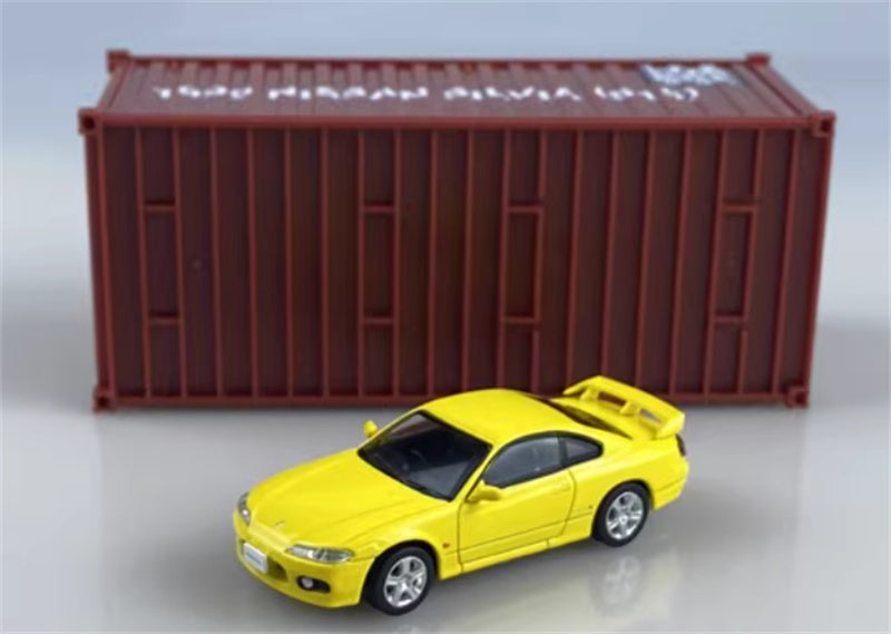 CATERPILLAR NISSAN SILVIA S15 car yellow left-hand drive 1:64 Car Pre-built Model