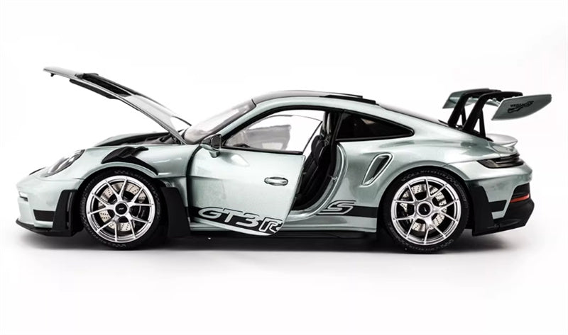 1:18 PORSCHE 911 (992) GT3 RS 2023 Silver Carbon Cover  MINICHAMPS  DIECAST Car Model