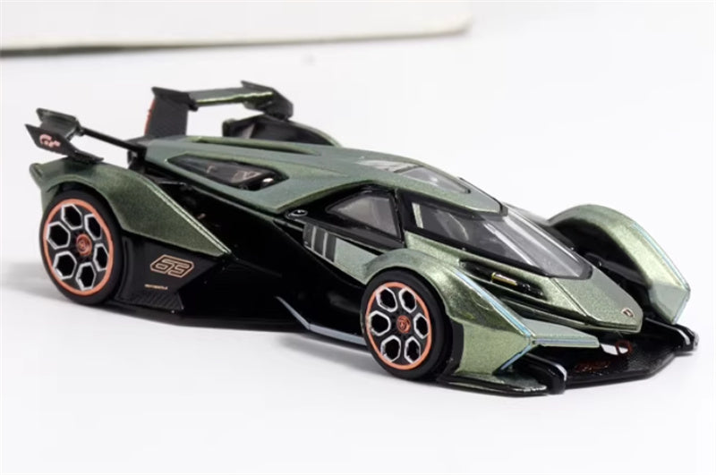 LeManFang Lamborghini V12 Vision VGT Concept Car Metal Green 1:64 Car Pre-built Model view5