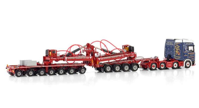 WSI  SCANIA S HIGHLINE CS20H 8X4 WIND MILL TRAILER WITH 4 AXLE DOLLY - 7 AXLE MCFADYENS 1:50 Truck Pre-built Model