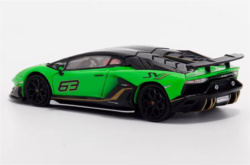 Max well Lamborghini Aventador SVj 63 # Pearl green hardtop 1:64 Car Pre-built Airliner Model Display view3