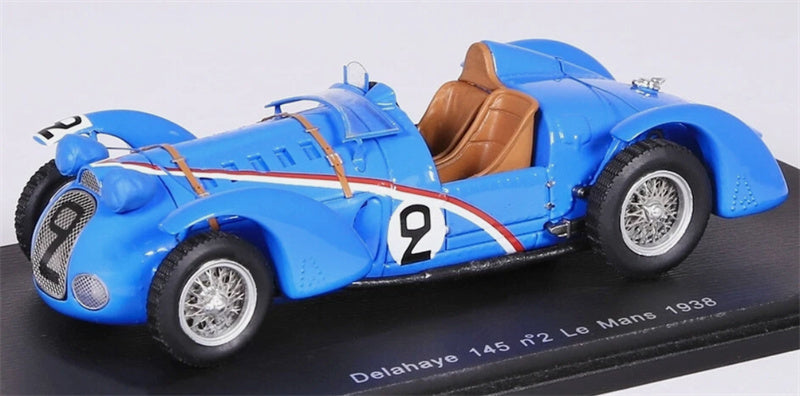 spark Delahaye 145 #2 Le Mans 1938 G.COMOTTI - A.DIVO blue 1:43 Car Model view1