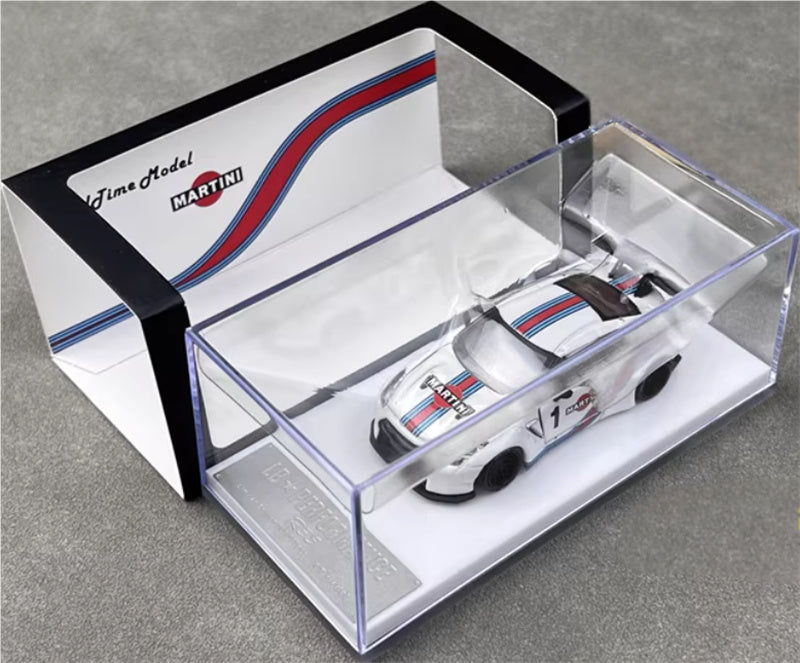 Oldtime Model Nissan GTR R35 LB PERFORMANCE wide body modification Martini 1# 1:64 Car Pre-built Airliner Model Display view8